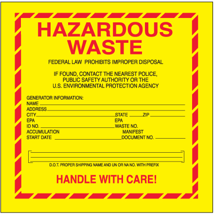 6 x 6" - "Hazardous Waste - Standard" Labels