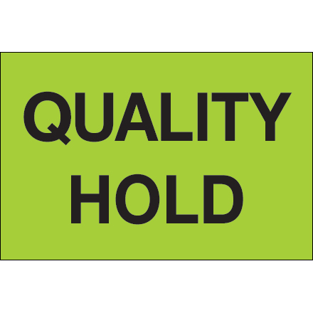 2 x 3" - "Quality Hold" (Fluorescent Green) Labels