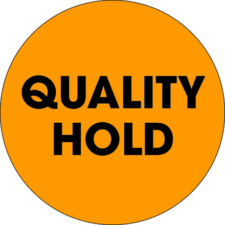 2" Circle - "Quality Hold" Fluorescent Orange Labels