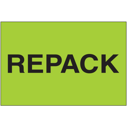 2 x 3" - "Repack" (Fluorescent Green) Labels