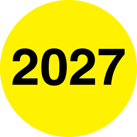 2" circle - "2027" Fluorescent Yellow Year Label